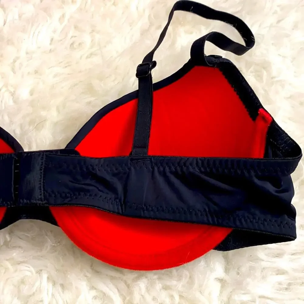 NWT Women's Juniors Joe Boxer Black Red Lace Bra Plunge 36B Straps